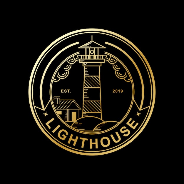 Vector design of lighthouse golden color