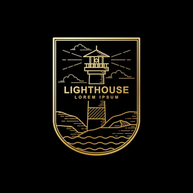 Vector design of lighthouse golden color