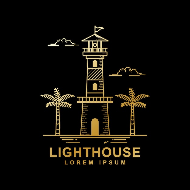 Vector design of lighthouse golden color