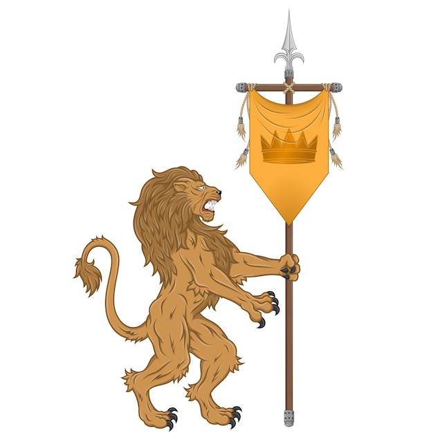 Vector vector design of lion with pennant