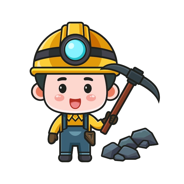 Vector design of miner mascot and mining tools