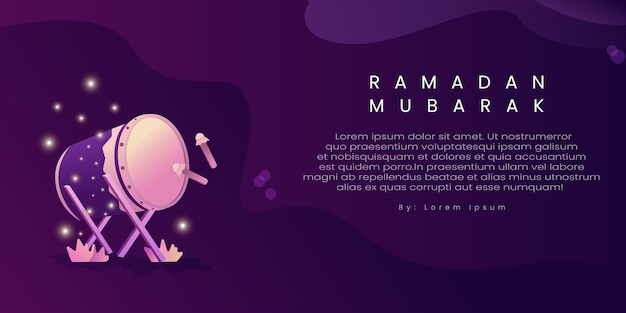 Vector design of Ramadan greetings and simple elegant color gradation drums suitable for banners social media greetings and others with the theme of RamadanxA