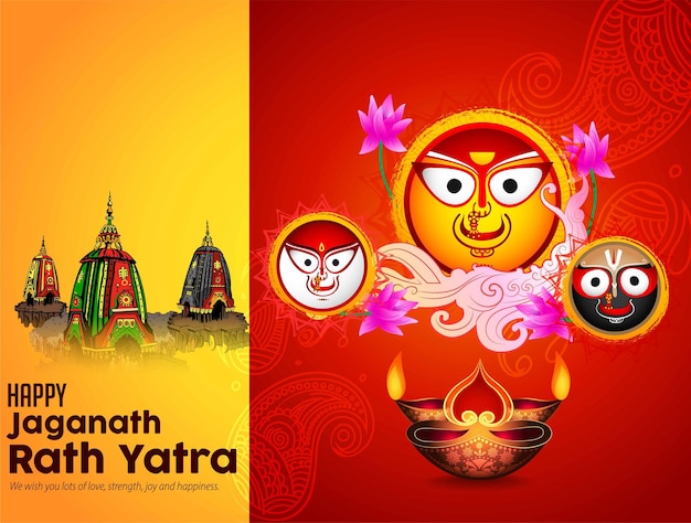 Vector design of Ratha Yatra of Lord Jagannath Balabhadra and Subhadra for the ocassion of Odisha g