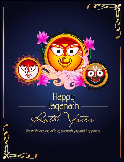 Vector design of Ratha Yatra of Lord Jagannath Balabhadra and Subhadra for the ocassion of Odisha g