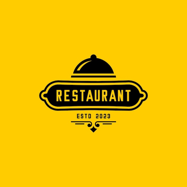 vector design of a restaurant logo on yellow background