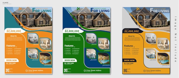 Vector Design Set of Editable home for sell flyer design template Real estate sell