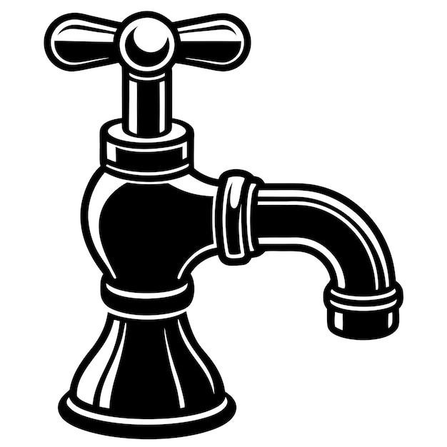 Vector Design Silhouette of a Tap Icon for Plumbing and Utility Themes