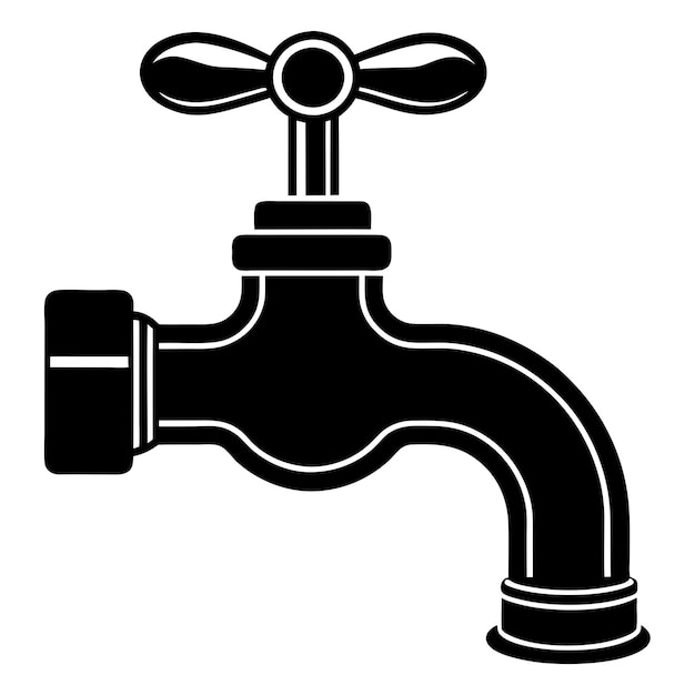 Vector Design Silhouette of a Tap Icon for Plumbing and Utility Themes