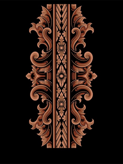 vector design of unique luxury flower and leaf carving ornaments colors can be edited