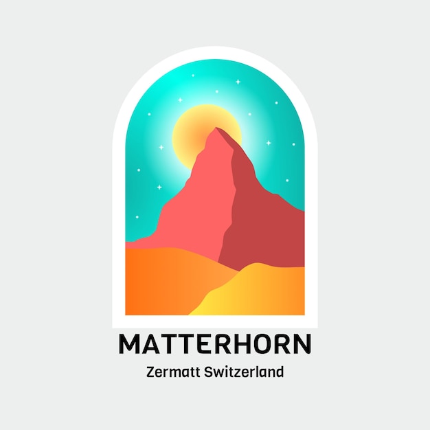 Vector design of Zermatt Matterhorn in Switzerland for Nature outdoor design