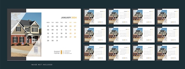 Vector desk calendar template 2024