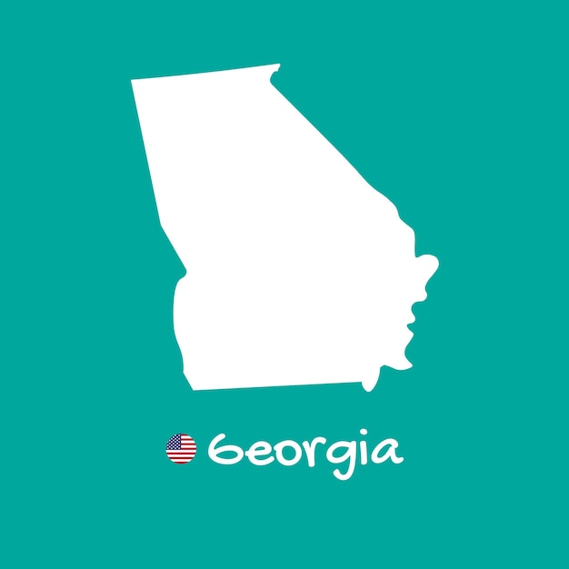 Vector detailed map of Georgia isolated on blue background. Silhouette or borders of USA state.