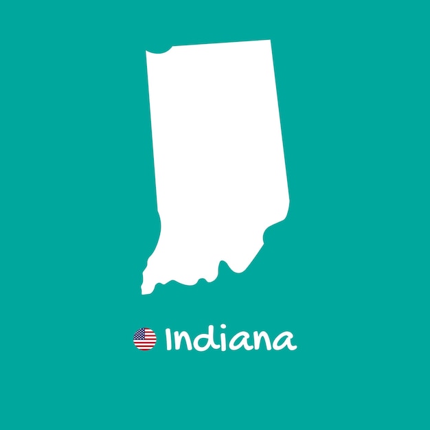 Vector detailed map of Indiana isolated on blue background. Silhouette or borders of USA state.