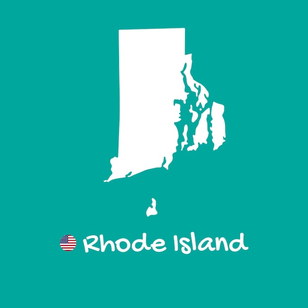 Vector detailed map of Rhode Island isolated on blue background. Silhouette or borders of USA state.