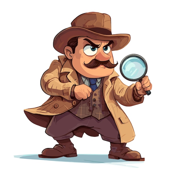 Vector vector detective with magnifying glass on white background generative ai