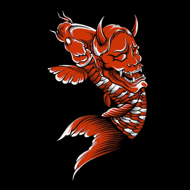 Vector devil oni koi fish