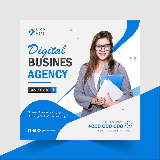 Vector digital marketing agency and corporate social media post template