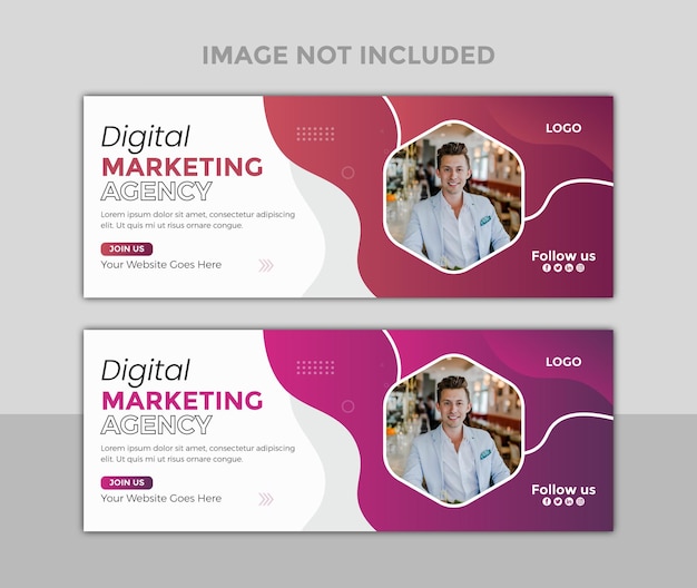 Vector digital marketing agency facebook cover design template with corporate banner