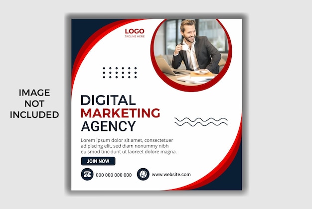 Vector digital marketing agency social media post and corporate web banner template