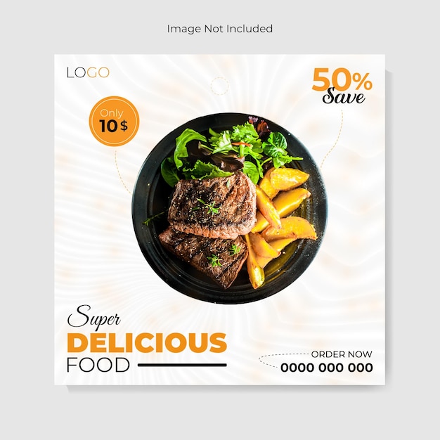 Vector dilicious food and instagram promotional food social media banner post design