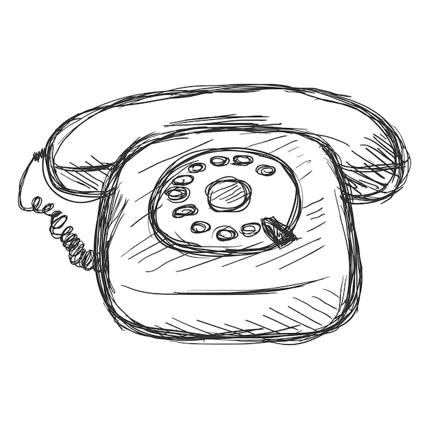 Vector Dirty Sketch Old Rotary Telephone