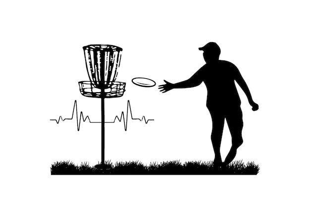 Vector disc golf silhouette disc golf club and icons vector illustration