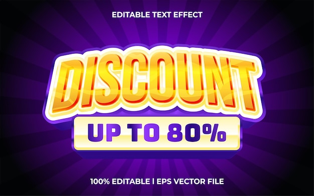 Vector discount text effect editable video cover and banner text style 3d typography template