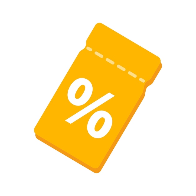 Vector discount yellow coupon Discount ticket with percent Flat design