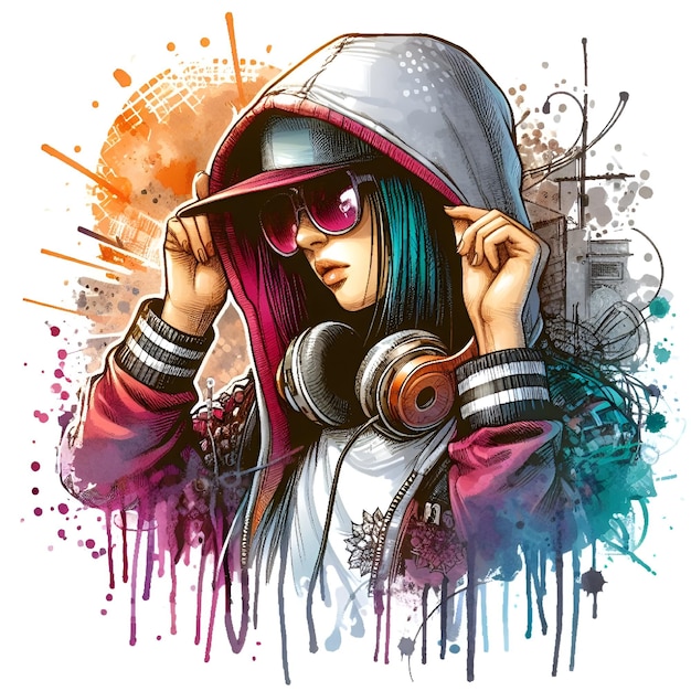 vector dj hip hop dace with hood logo