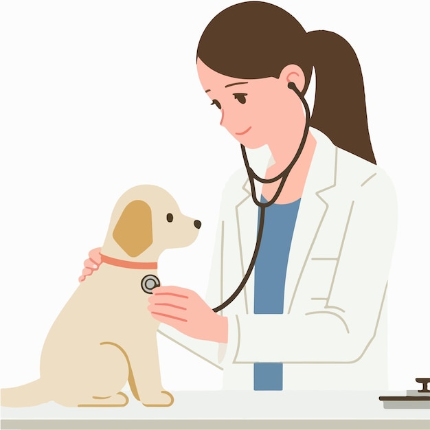 vector doctor is injecting a dog