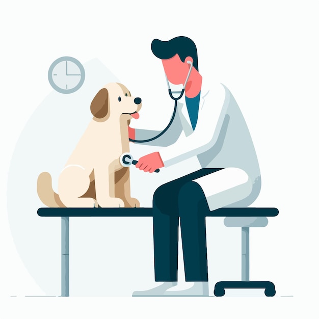 vector doctor is injecting a dog