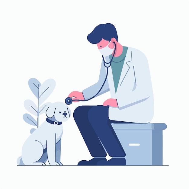 Vector vector doctor is injecting a dog