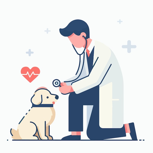 Vector vector doctor is injecting a dog