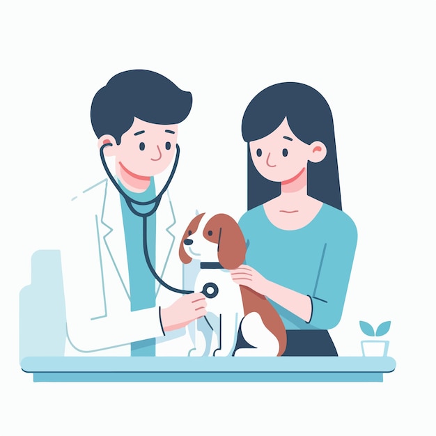 vector doctor is injecting a dog