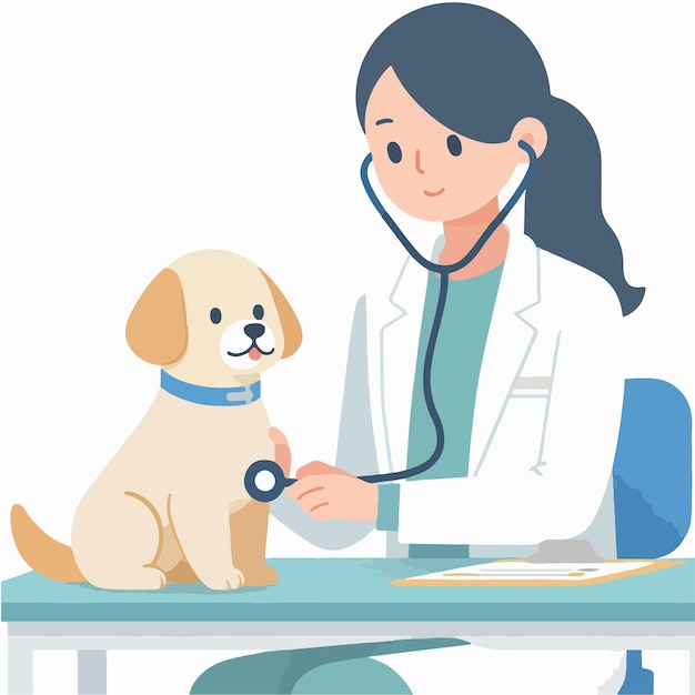 vector doctor is injecting a dog