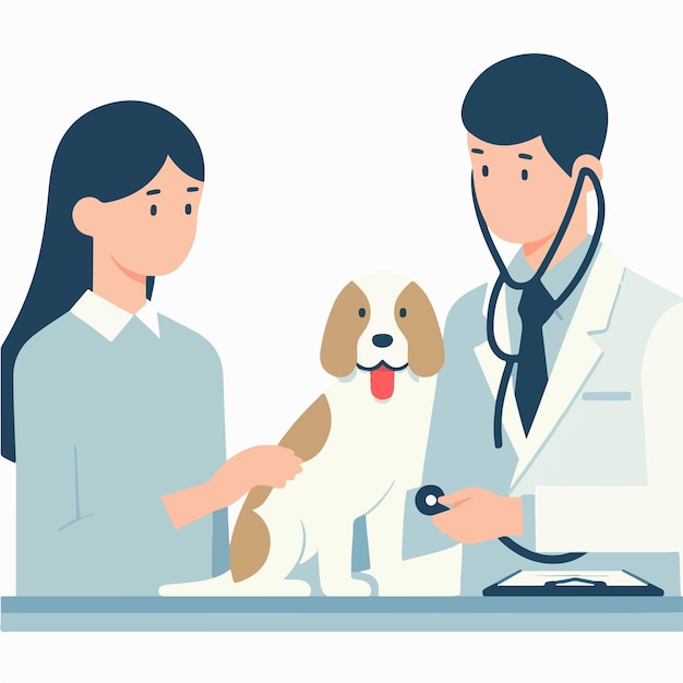 vector doctor is injecting a dog