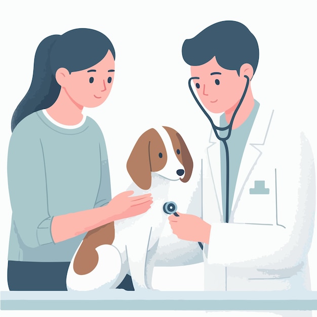 vector doctor is injecting a dog