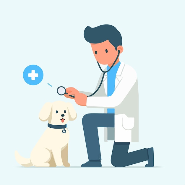 vector doctor is injecting a dog