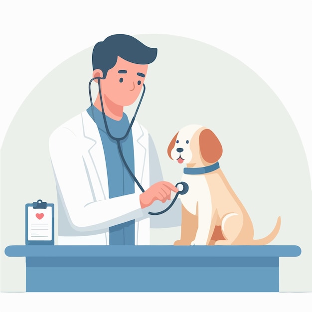 vector doctor is injecting a dog