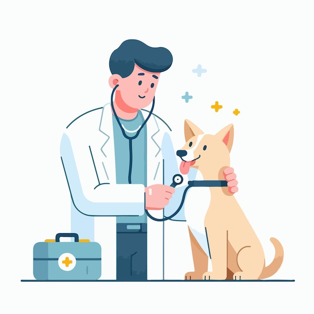 vector doctor is injecting a dog