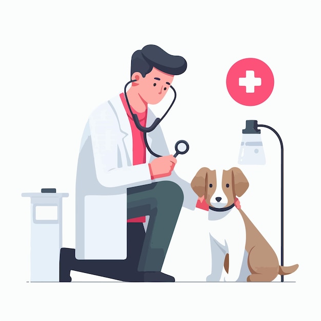 vector doctor is injecting a dog