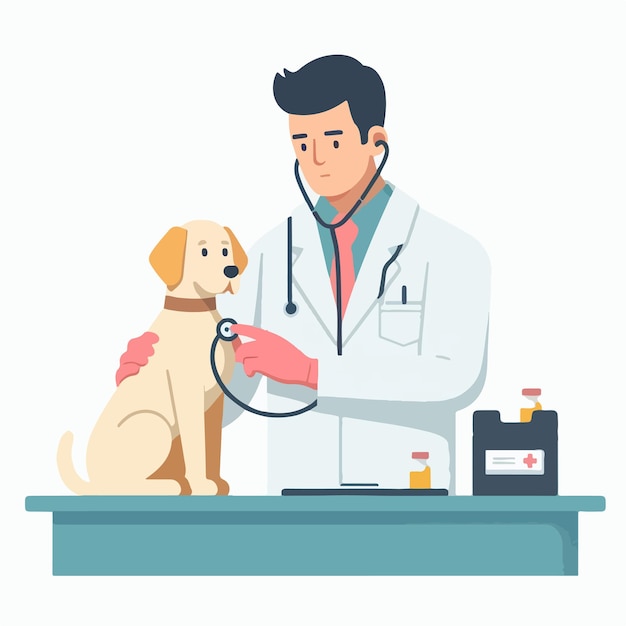 vector doctor is injecting a dog