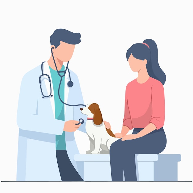 vector doctor is injecting a dog