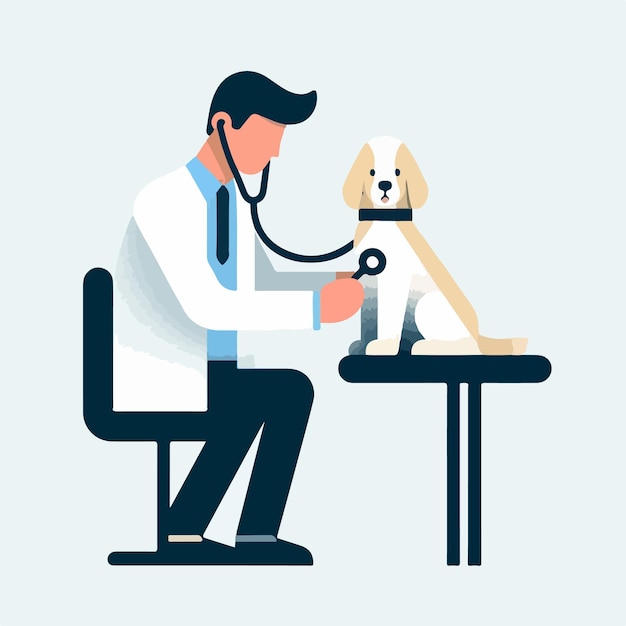 Vector vector doctor is injecting a dog