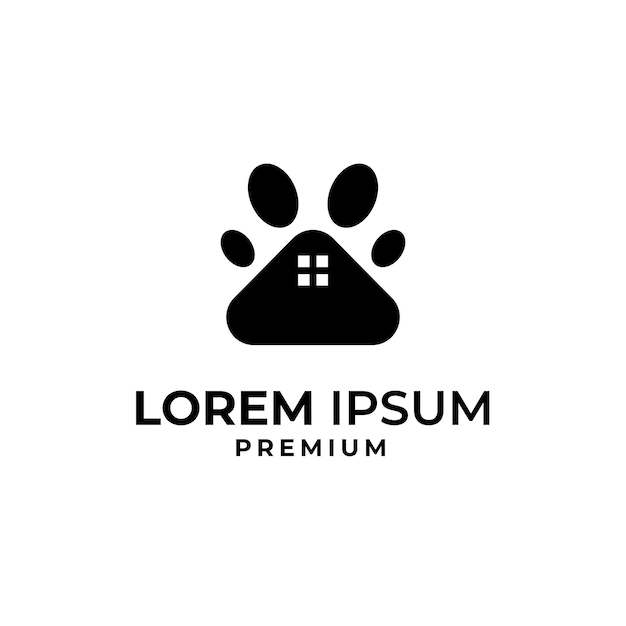 Vector dog paw print house logo design concept illustration idea