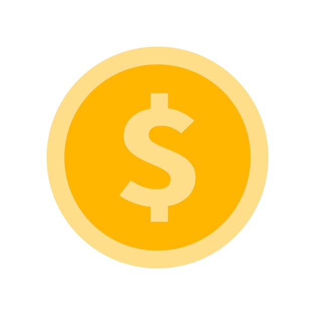 Vector dollar coin Gold coin in flat design Money