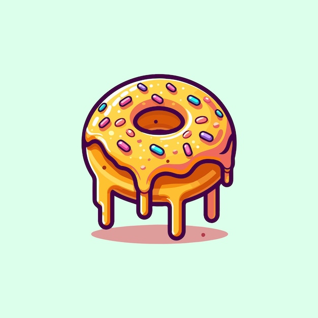 Vector donut melted floating cartoon vector icon illustration food object icon isolated flat vector