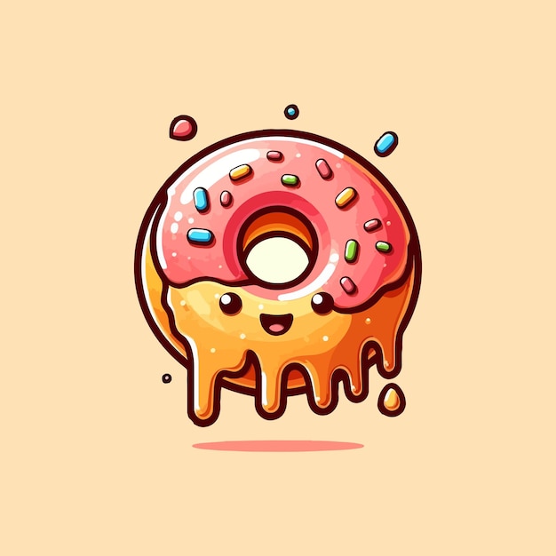 Vector donut melted floating cartoon vector icon illustration food object icon isolated flat vector