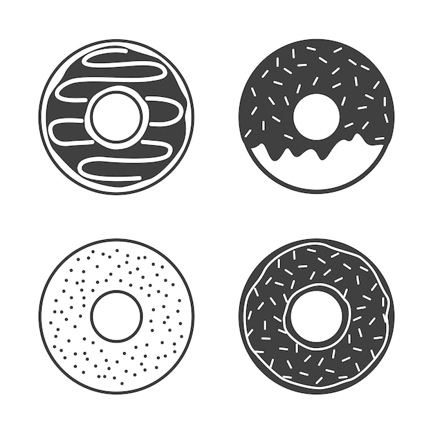 Vector vector donuts icons set yummy cookie donut icon food candy decoration donut with topping