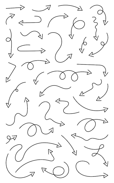 Vector Doodle Arrow Line Art Design Collection Set